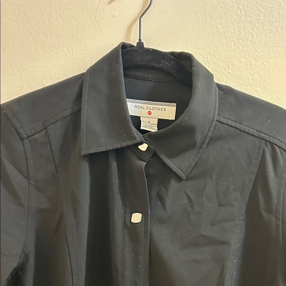 Real Clothes Black Button Down Shirt* - Picture 3 of 7
